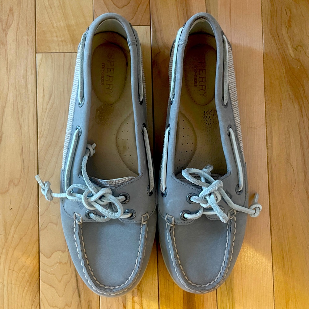 Grey Sperry Boat Shoes